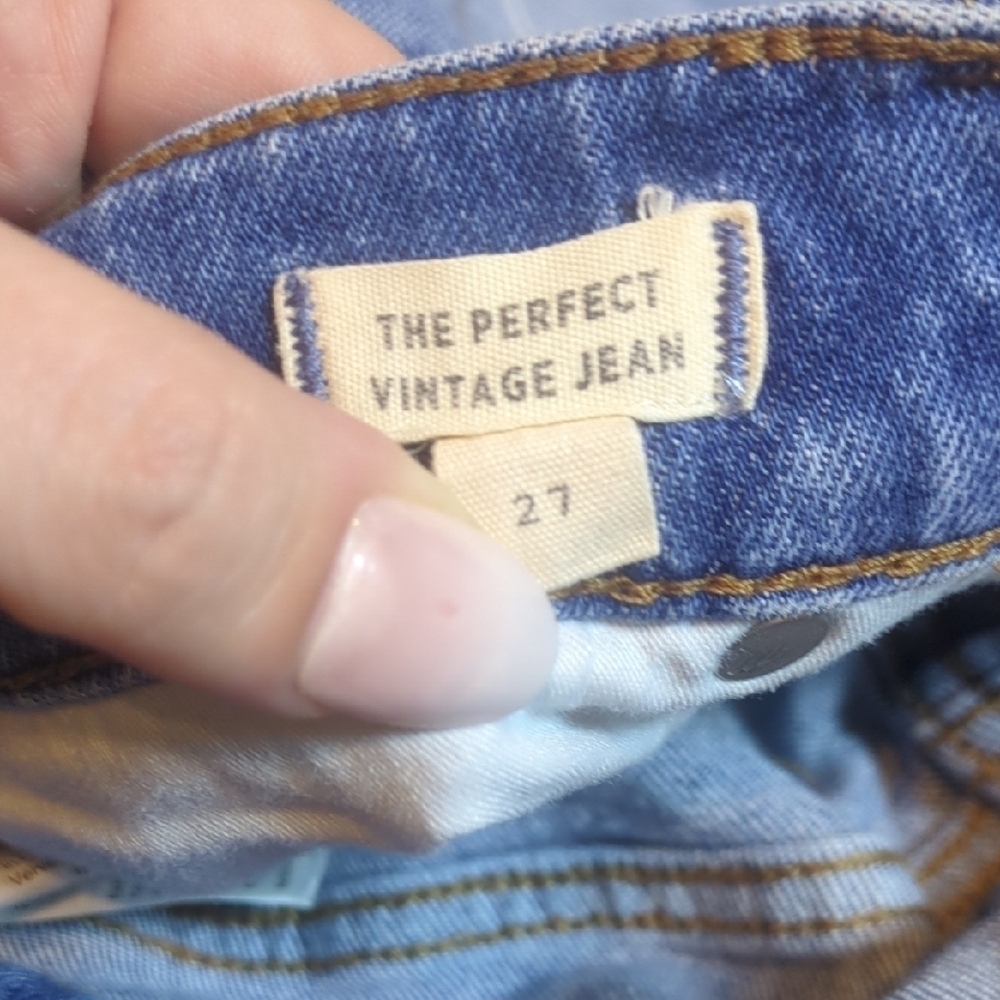 Madewell women's medium blue high rise the perfect vintage distressed jeans - Picture 10 of 11